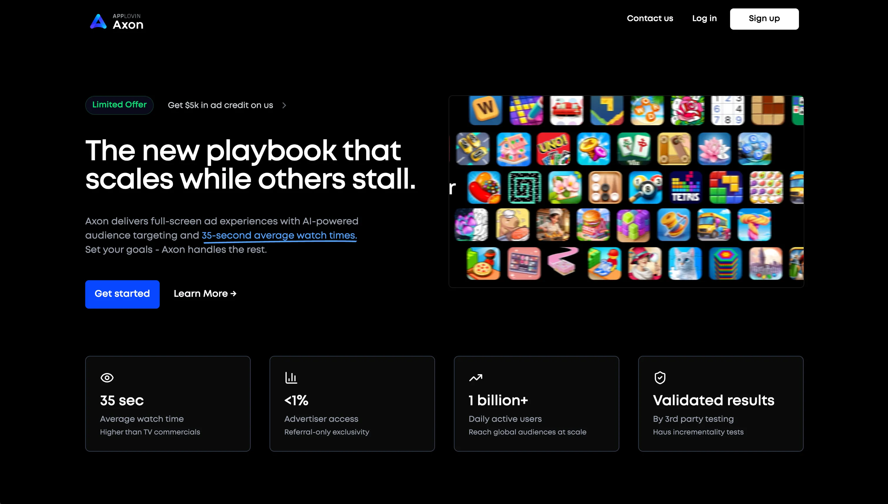 AppLovin Axon.AI Landing Page